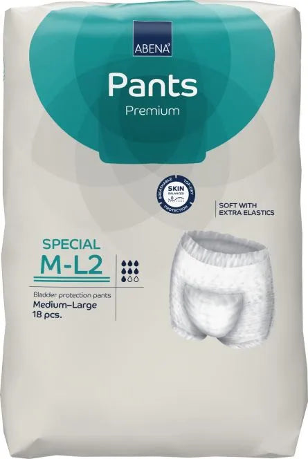 Abena Pants Special M/L2 Waist 80 135cm Unisex 1700ml White/ Green Stripe