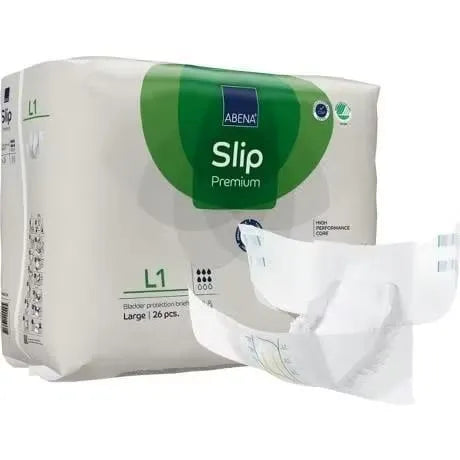 Abena Slip Premium L1 Large Waist 100 150 Cm Unisex 1500ml White/ Green Stripe