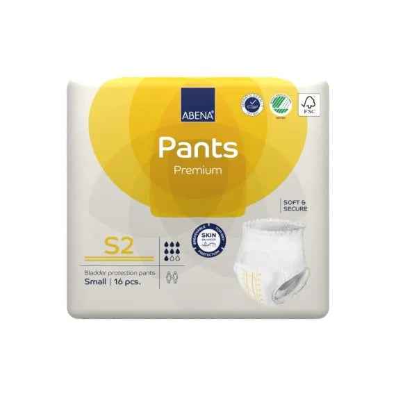 Abena Pants S2 Small Waist 60 90cm Unisex 1900ml White/ Yellow Stripe