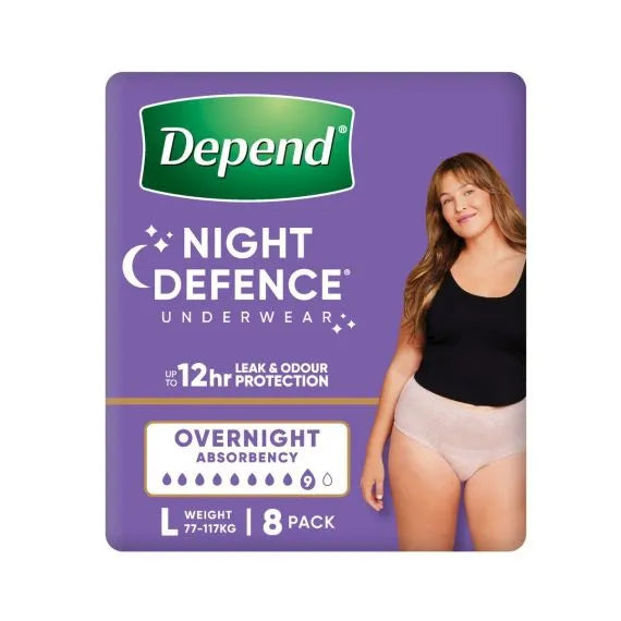 Depend Night Defence Pants Large 97 162cm Female 1350ml Beige