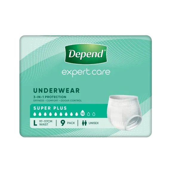 Depend Underwear Super Plus Large 97 127cm Unisex 2000ml White