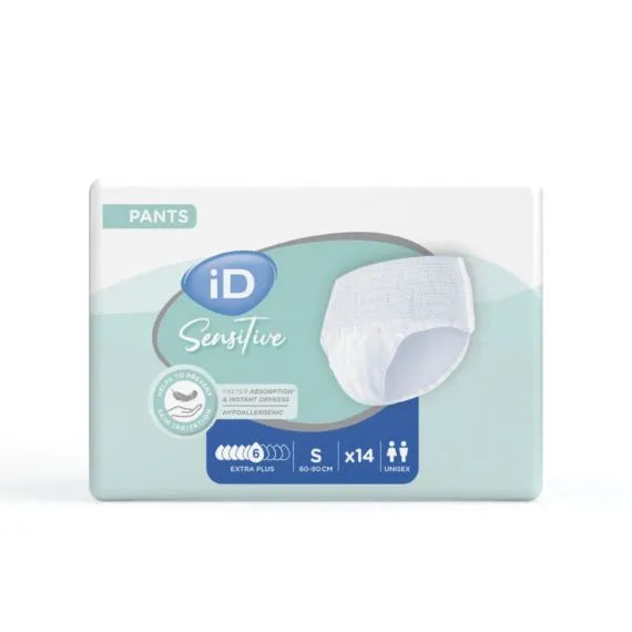 I D Sensitive Pants Extra Plus Small 60 90cm Unisex 1375ml Cotton White