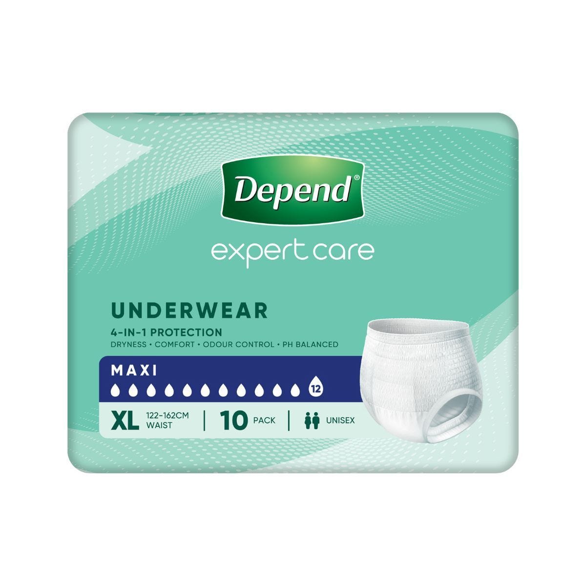 Depend Expert Care Underwear Maxi 122 162cm X Large 122 X 61 X 122cm Unisex 2700ml White